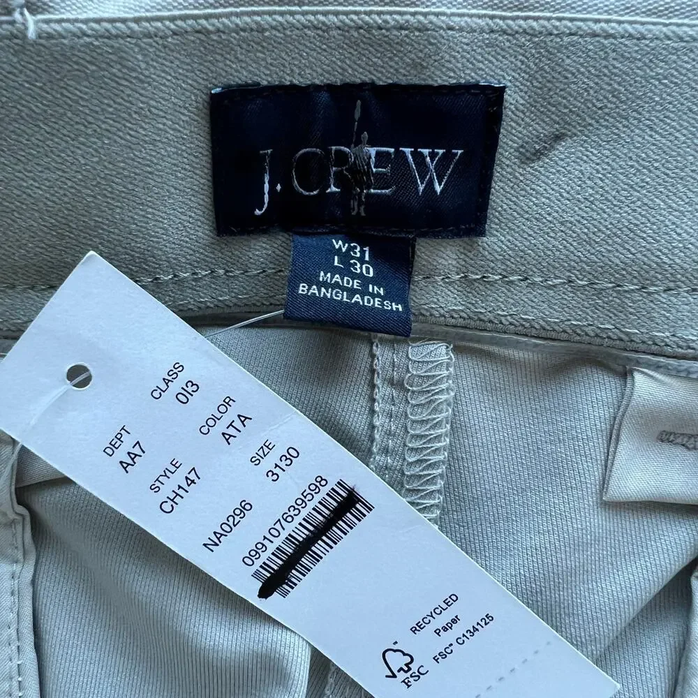 J Crew 1040 Athletic Tapered Fit Tech Pants Mens 31 W 30 L Ashen Taupe